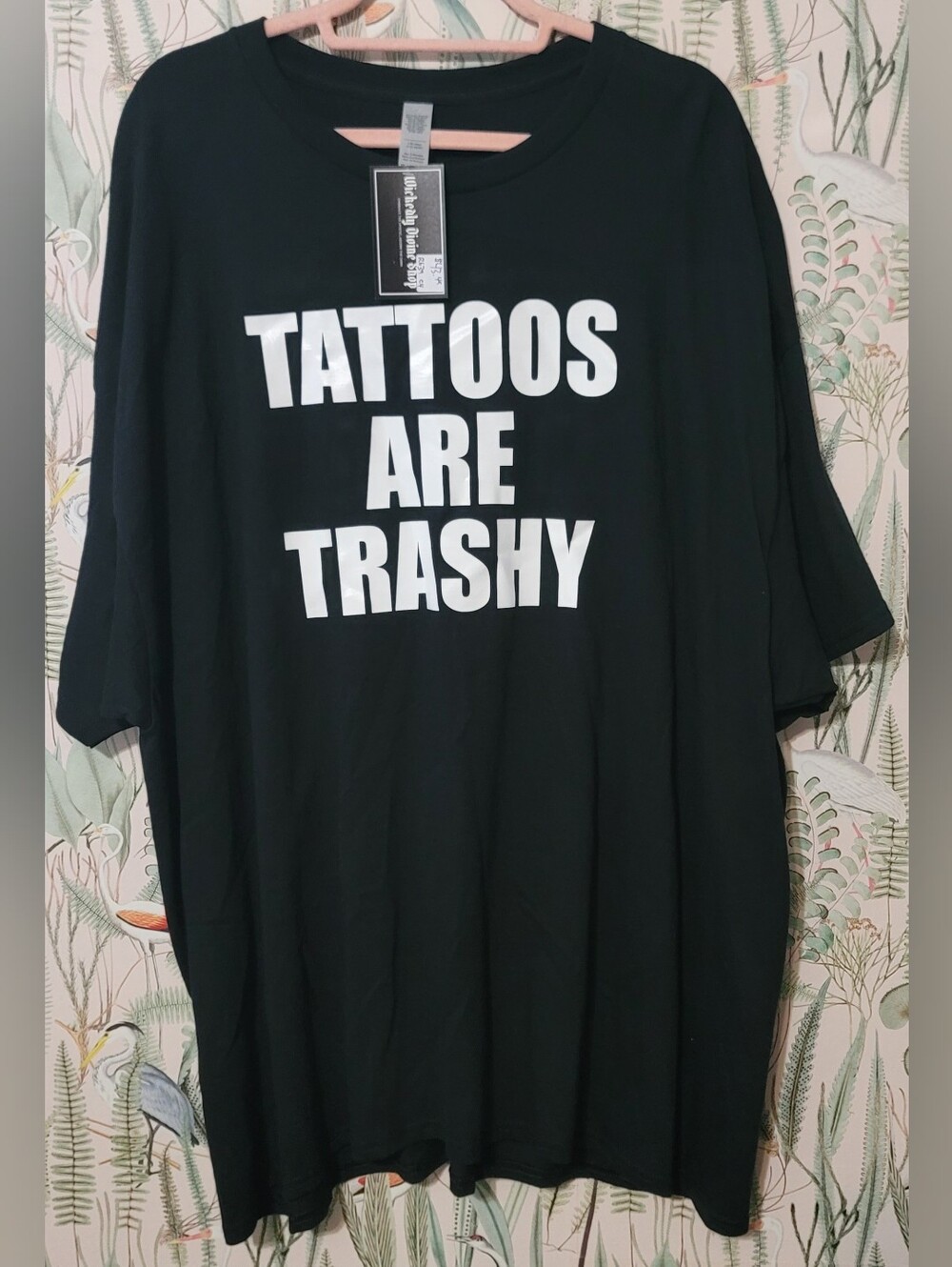Black Graphic Tee "TATTOOS ARE TRASHY" - Casual Men’s Shirt NWT - Size: 3XL